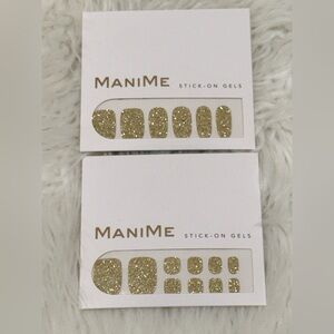 ManiMe Gold Glitter Stick-On Gels - Matching set for Manicure and Pedicure